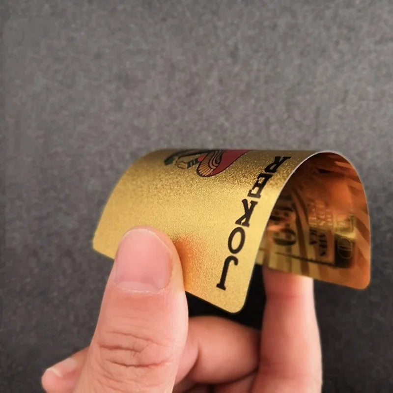 55 бр. карти за игра от златно фолио – комплект за покер с 24-каратово злато и пластмаса, водоустойчиви и издръжливи карти за магическа игра