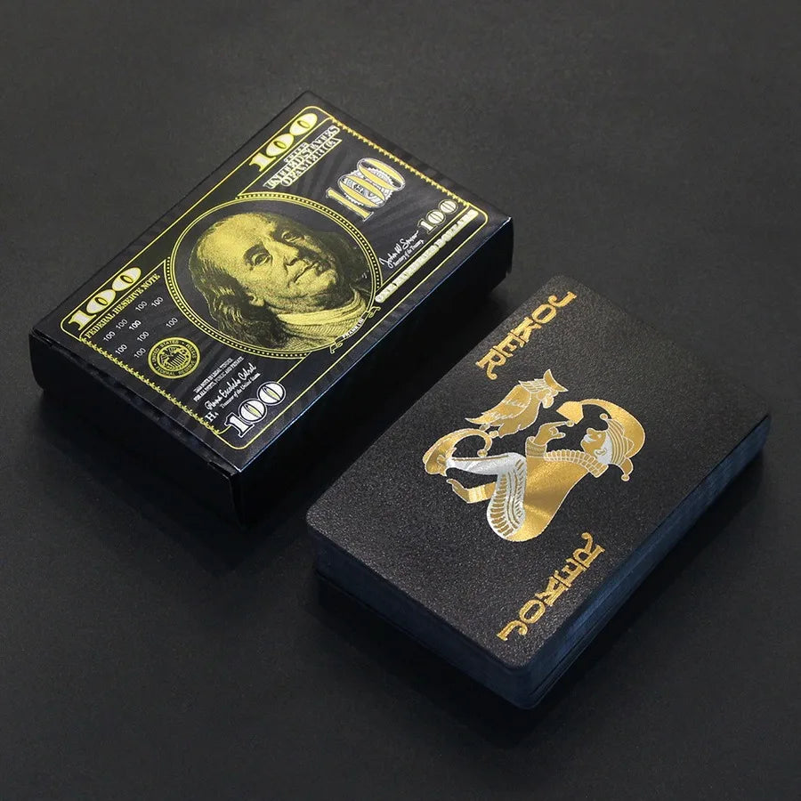 55 бр. карти за игра от златно фолио – комплект за покер с 24-каратово злато и пластмаса, водоустойчиви и издръжливи карти за магическа игра