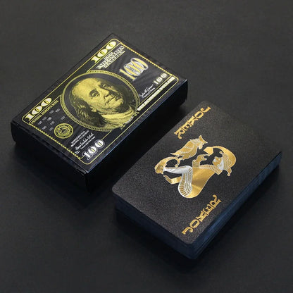55 бр. карти за игра от златно фолио – комплект за покер с 24-каратово злато и пластмаса, водоустойчиви и издръжливи карти за магическа игра