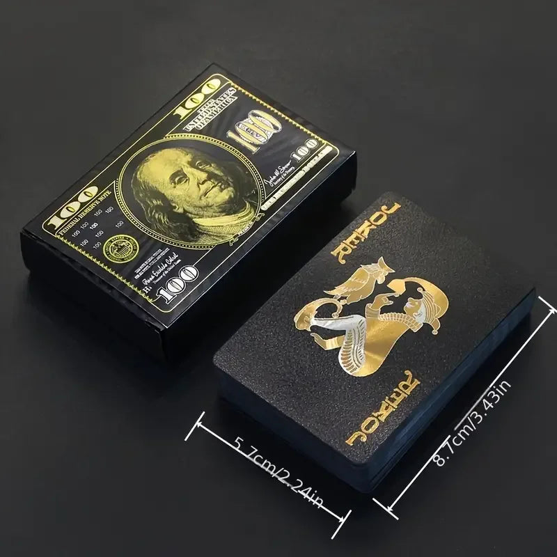 55 бр. карти за игра от златно фолио – комплект за покер с 24-каратово злато и пластмаса, водоустойчиви и издръжливи карти за магическа игра