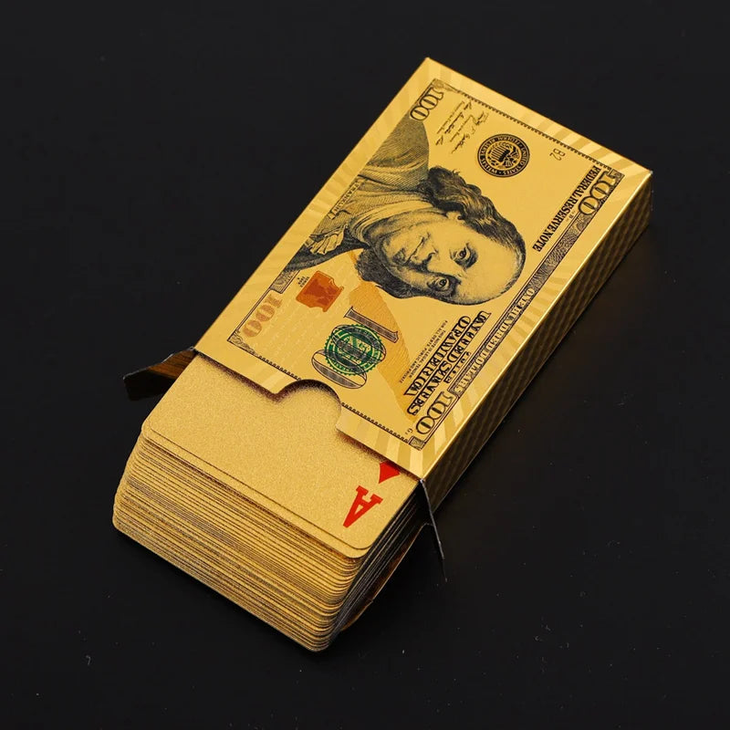 55 бр. карти за игра от златно фолио – комплект за покер с 24-каратово злато и пластмаса, водоустойчиви и издръжливи карти за магическа игра