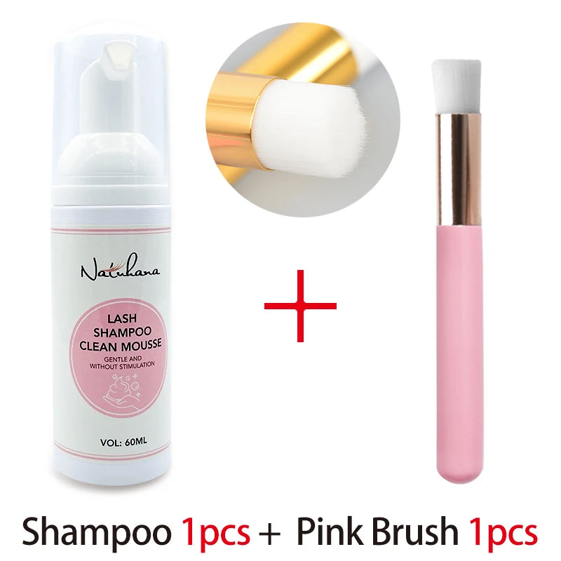 Natuhana 60ml Шампоан-мус за удължаване на мигли – Пяна за почистване на изкуствени мигли, нежен и недразнещ инструмент за грим