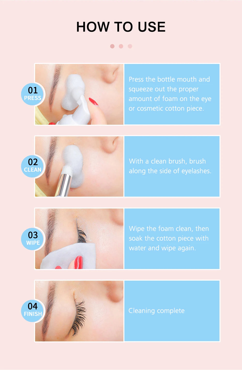 Natuhana 60ml Шампоан-мус за удължаване на мигли – Пяна за почистване на изкуствени мигли, нежен и недразнещ инструмент за грим