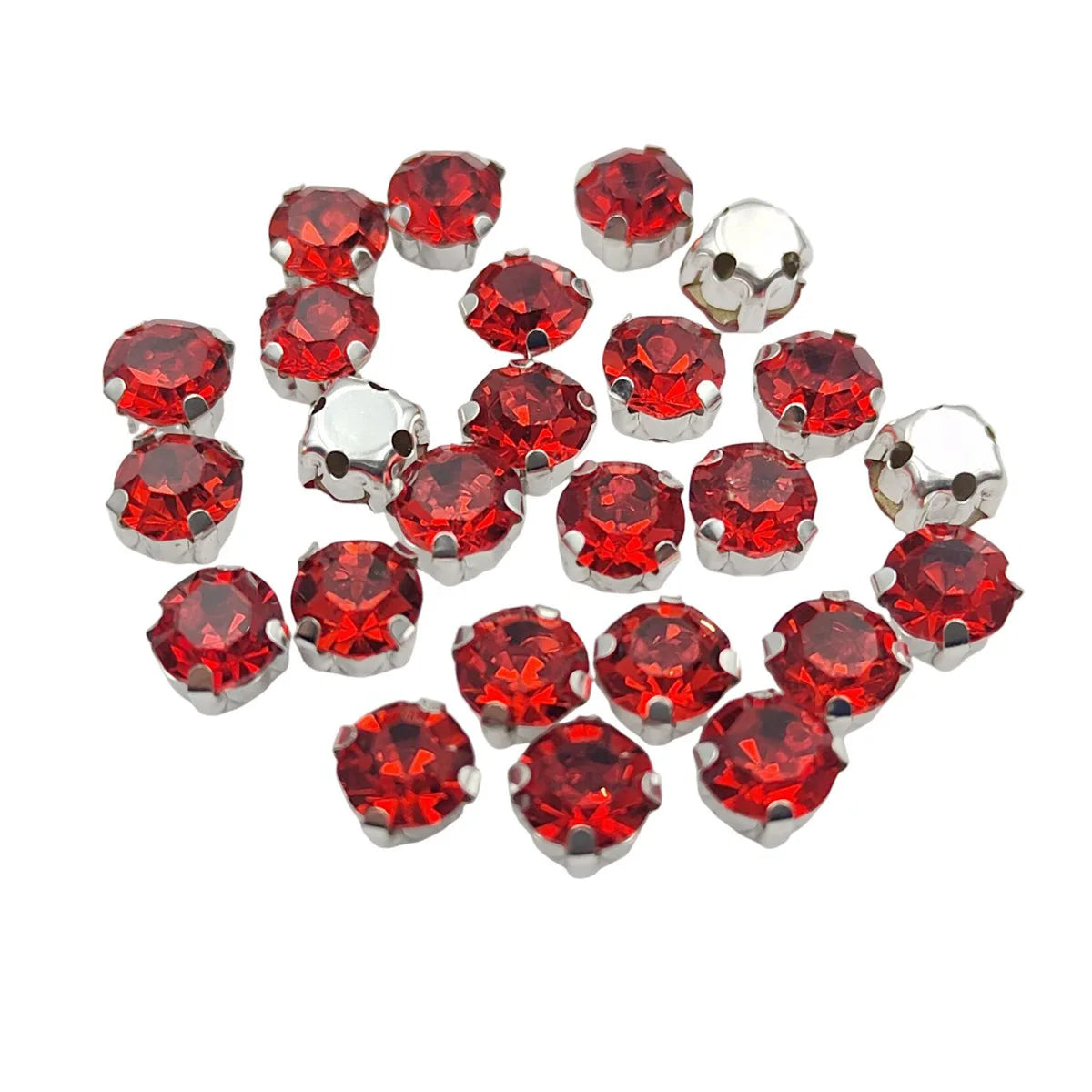 Кръгли стъклени кристали с нокът – сребърни кристали за пришиване за дрехи, обувки и занаяти