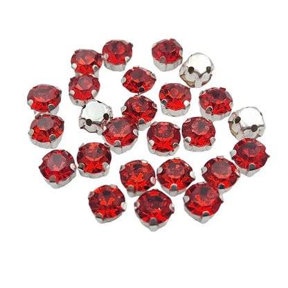 Кръгли стъклени кристали с нокът – сребърни кристали за пришиване за дрехи, обувки и занаяти