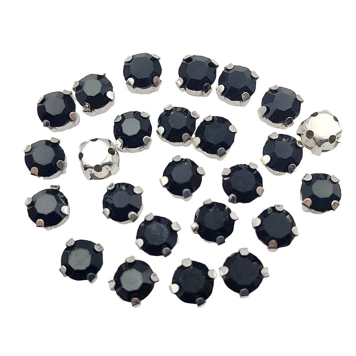 Кръгли стъклени кристали с нокът – сребърни кристали за пришиване за дрехи, обувки и занаяти