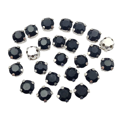 Кръгли стъклени кристали с нокът – сребърни кристали за пришиване за дрехи, обувки и занаяти