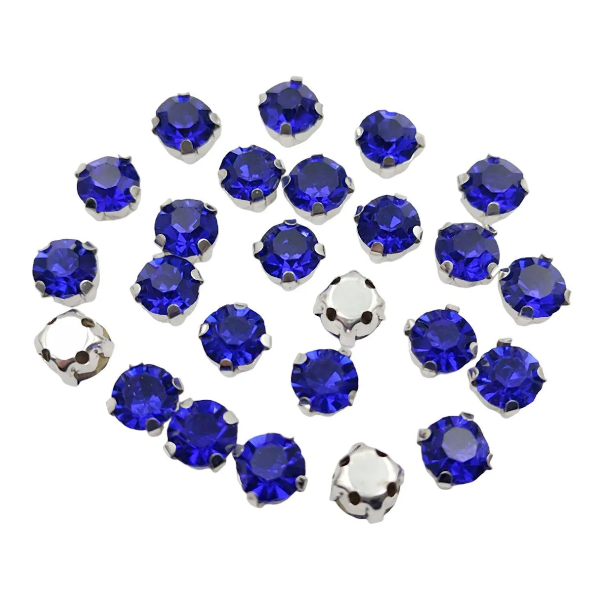 Кръгли стъклени кристали с нокът – сребърни кристали за пришиване за дрехи, обувки и занаяти