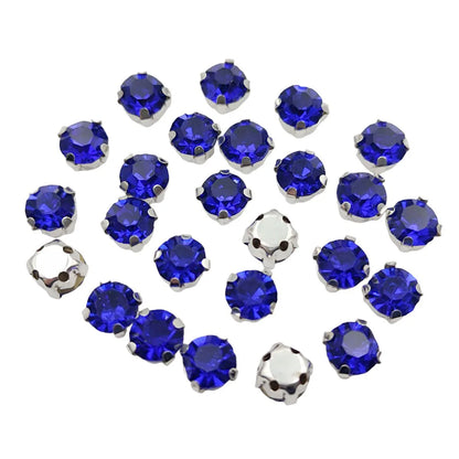 Кръгли стъклени кристали с нокът – сребърни кристали за пришиване за дрехи, обувки и занаяти