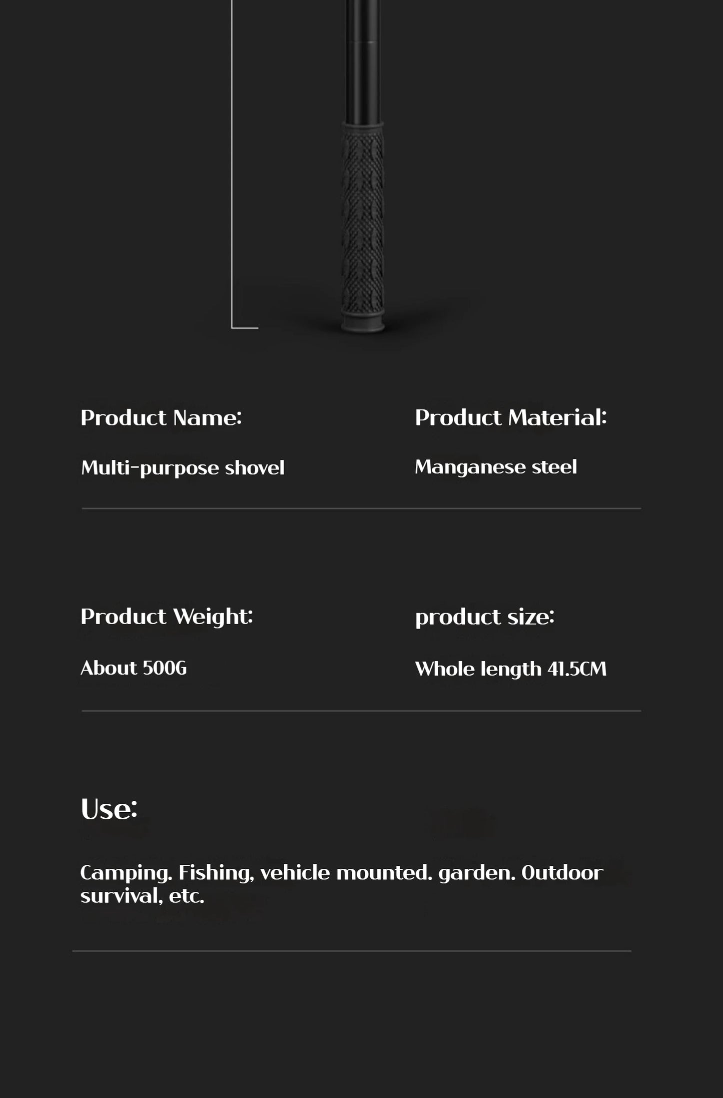 1 бр. Сгъваема лопата за къмпинг за външна употреба – Многофункционален инструмент за туризъм, преносима градинска и лопатка за оцеляване