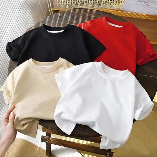 2-10Y Children’s Pure Cotton Short Sleeve Pullover T-Shirt – Baby Boys & Girls Summer Tops