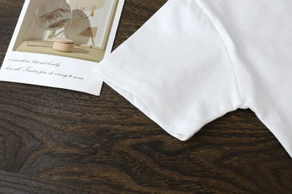 Детски пуловер с къс ръкав от чист памук за деца 2-10 години – летни топове за бебета и момичета