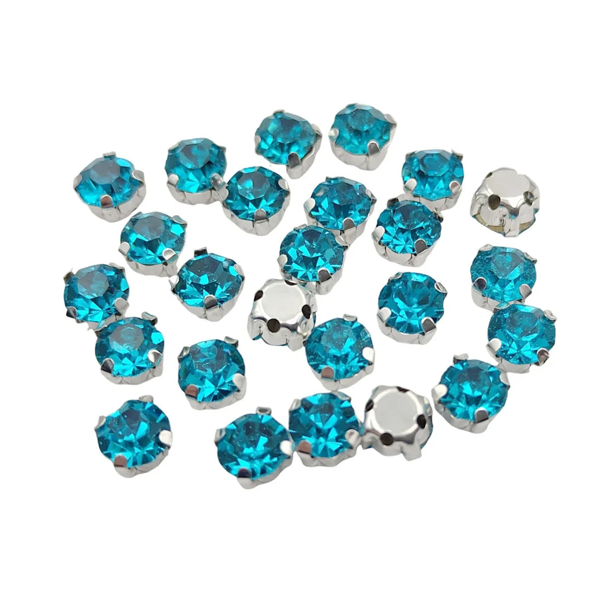 Кръгли стъклени кристали с нокът – сребърни кристали за пришиване за дрехи, обувки и занаяти