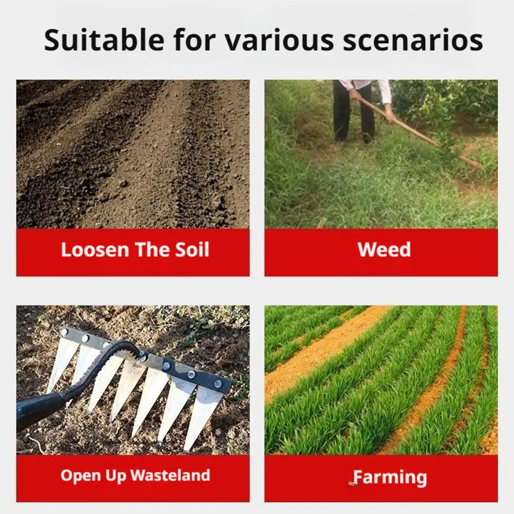 Градинска гребла за плевене от въглеродна стомана – 5/6/7/8 зъба, инструмент за разрохкване на почвата и премахване на плевели за ферма, градина и озеленяване