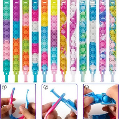 12/24/36 бр. цветни силиконови гривни с мехурчета – детски парти сувенири, подаръци за рожден ден, сватбени сувенири, карнавални и празнични гривни