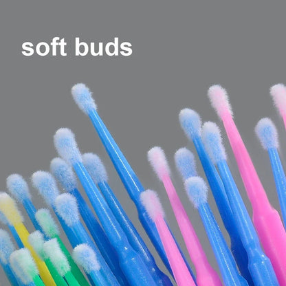 100 бр. четки за почистване на мигли – микро памучни тампони за удължаване на мигли и премахване на грим