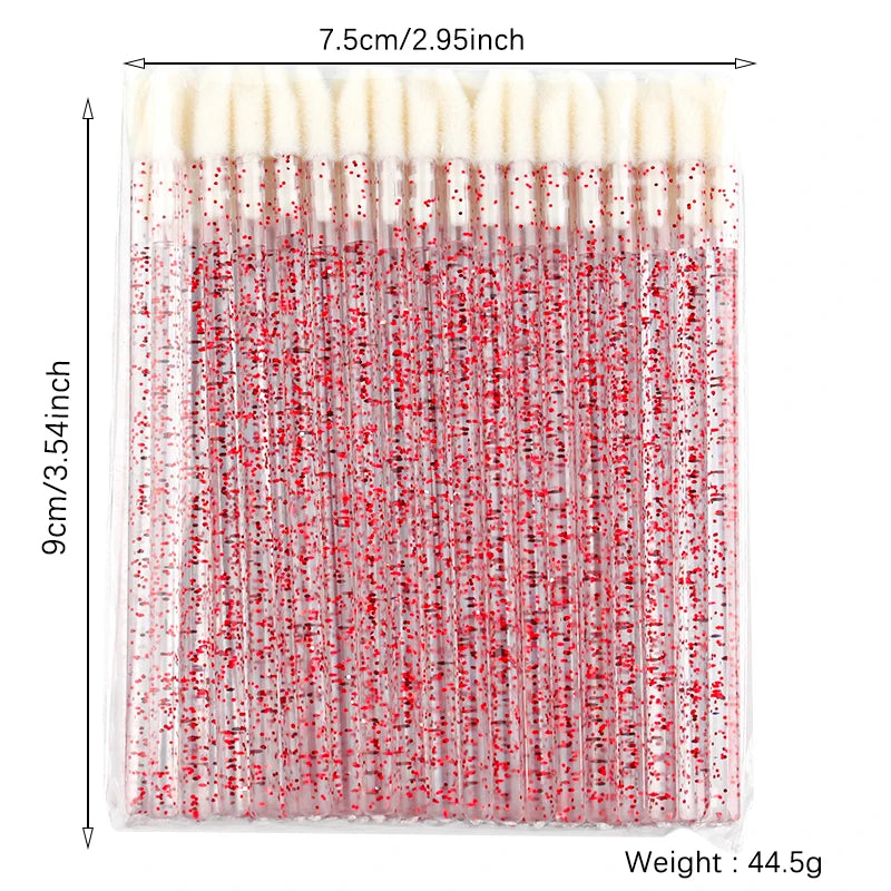 Lanjinglin 5/50 бр. Четки за грим за еднократна употреба – апликатори за червило и инструмент за удължаване на мигли, професионални козметични аксесоари