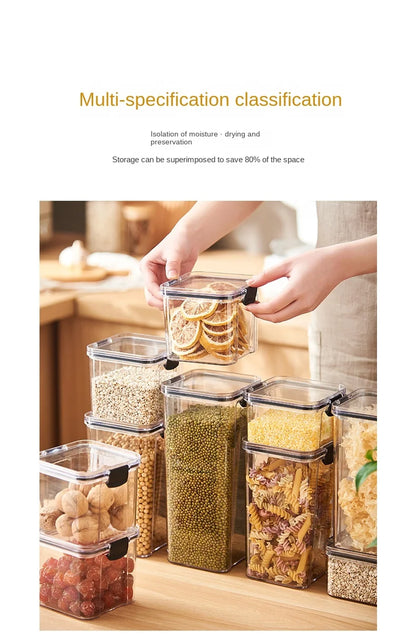 1 бр. херметически затворен буркан за съхранение – пластмасов контейнер за зърно, паста и подправки | Влагоустойчива кутия-органайзер за кухня