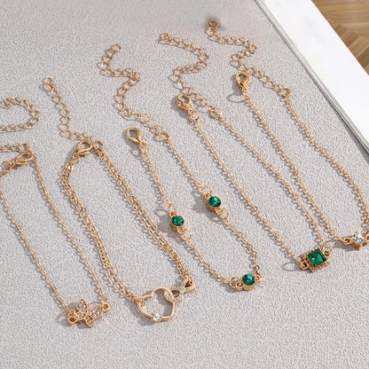 Комплект от 5 винтидж гривни с кристали – безкрайни и геометрични дизайни, модни бижута за жени, перфектен подарък и ежедневно облекло