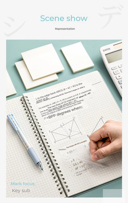 50 листа прозрачни лепящи се листчета – водоустойчиви стикери за съобщения и подписи за тетрадки