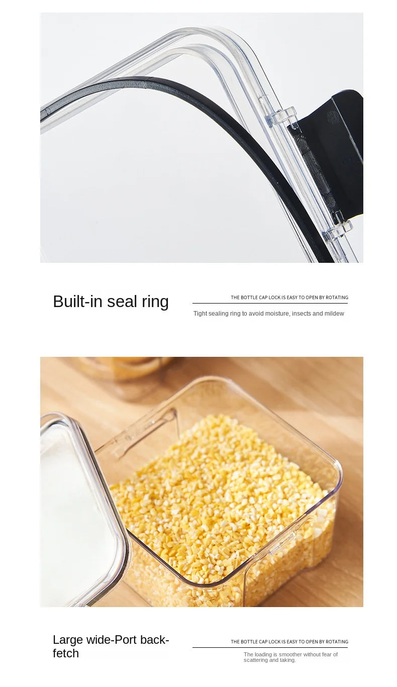 1 бр. херметически затворен буркан за съхранение – пластмасов контейнер за зърно, паста и подправки | Влагоустойчива кутия-органайзер за кухня