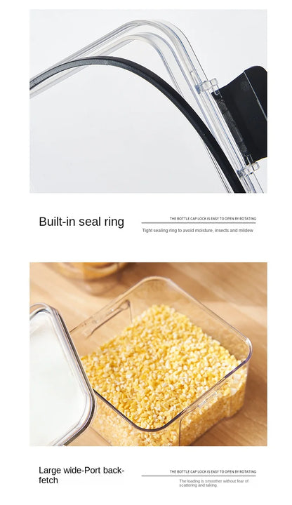 1 бр. херметически затворен буркан за съхранение – пластмасов контейнер за зърно, паста и подправки | Влагоустойчива кутия-органайзер за кухня