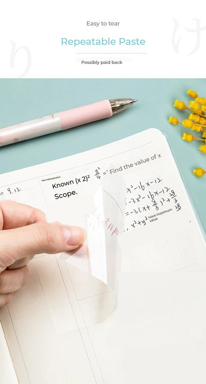 50 листа прозрачни лепящи се листчета – водоустойчиви стикери за съобщения и подписи за тетрадки