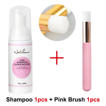 Natuhana 60ml Шампоан-мус за удължаване на мигли – Пяна за почистване на изкуствени мигли, нежен и недразнещ инструмент за грим