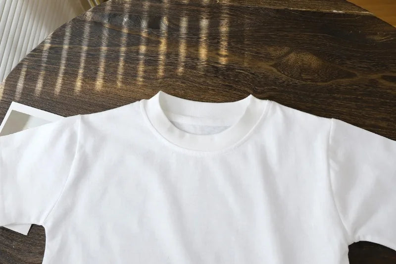 Детски пуловер с къс ръкав от чист памук за деца 2-10 години – летни топове за бебета и момичета