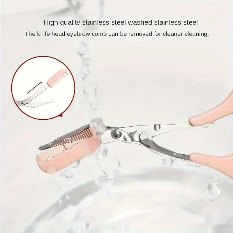 Комплект тримери за вежди от 3 части – ножици от неръждаема стомана, гребен и самобръсначка за мигли и грим за начинаещи, аксесоари за прецизно премахване