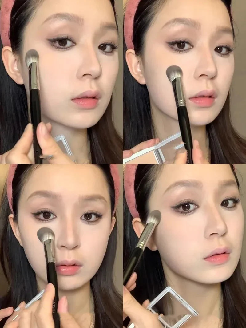 1/2 бр. четка за руж с цвят на прасковено сърце – малка плоска прецизна четка за пудра, крем и течен руж