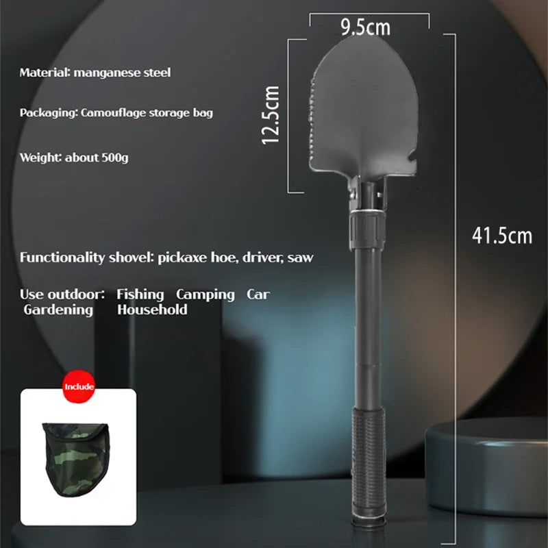 1 бр. Сгъваема лопата за къмпинг за външна употреба – Многофункционален инструмент за туризъм, преносима градинска и лопатка за оцеляване