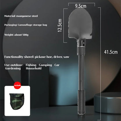 1 бр. Сгъваема лопата за къмпинг за външна употреба – Многофункционален инструмент за туризъм, преносима градинска и лопатка за оцеляване
