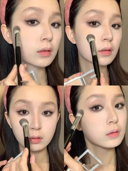 1/2 бр. четка за руж с цвят на прасковено сърце – малка плоска прецизна четка за пудра, крем и течен руж