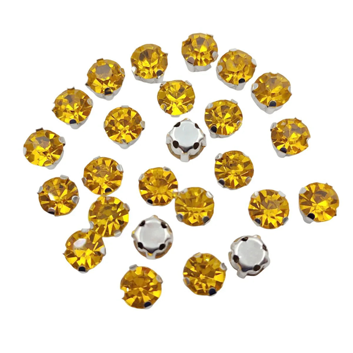 Кръгли стъклени кристали с нокът – сребърни кристали за пришиване за дрехи, обувки и занаяти