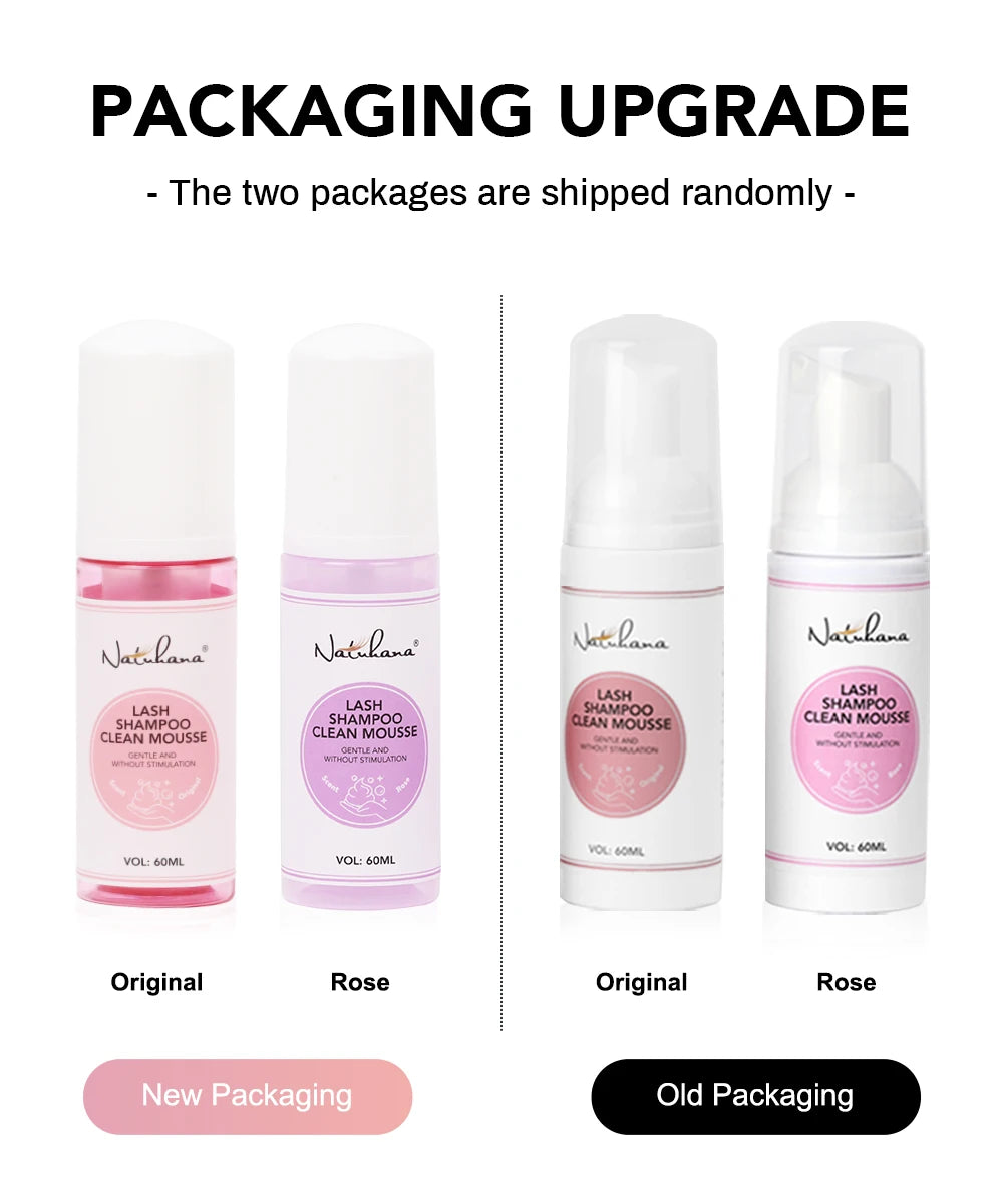 Natuhana 60ml Шампоан-мус за удължаване на мигли – Пяна за почистване на изкуствени мигли, нежен и недразнещ инструмент за грим