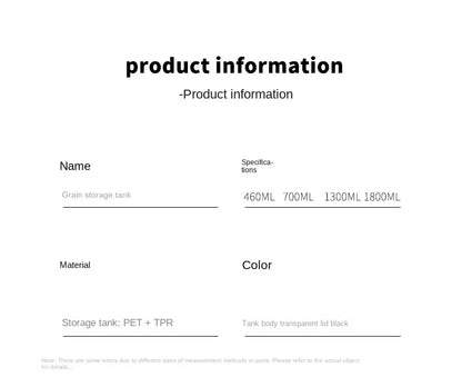 1 бр. херметически затворен буркан за съхранение – пластмасов контейнер за зърно, паста и подправки | Влагоустойчива кутия-органайзер за кухня