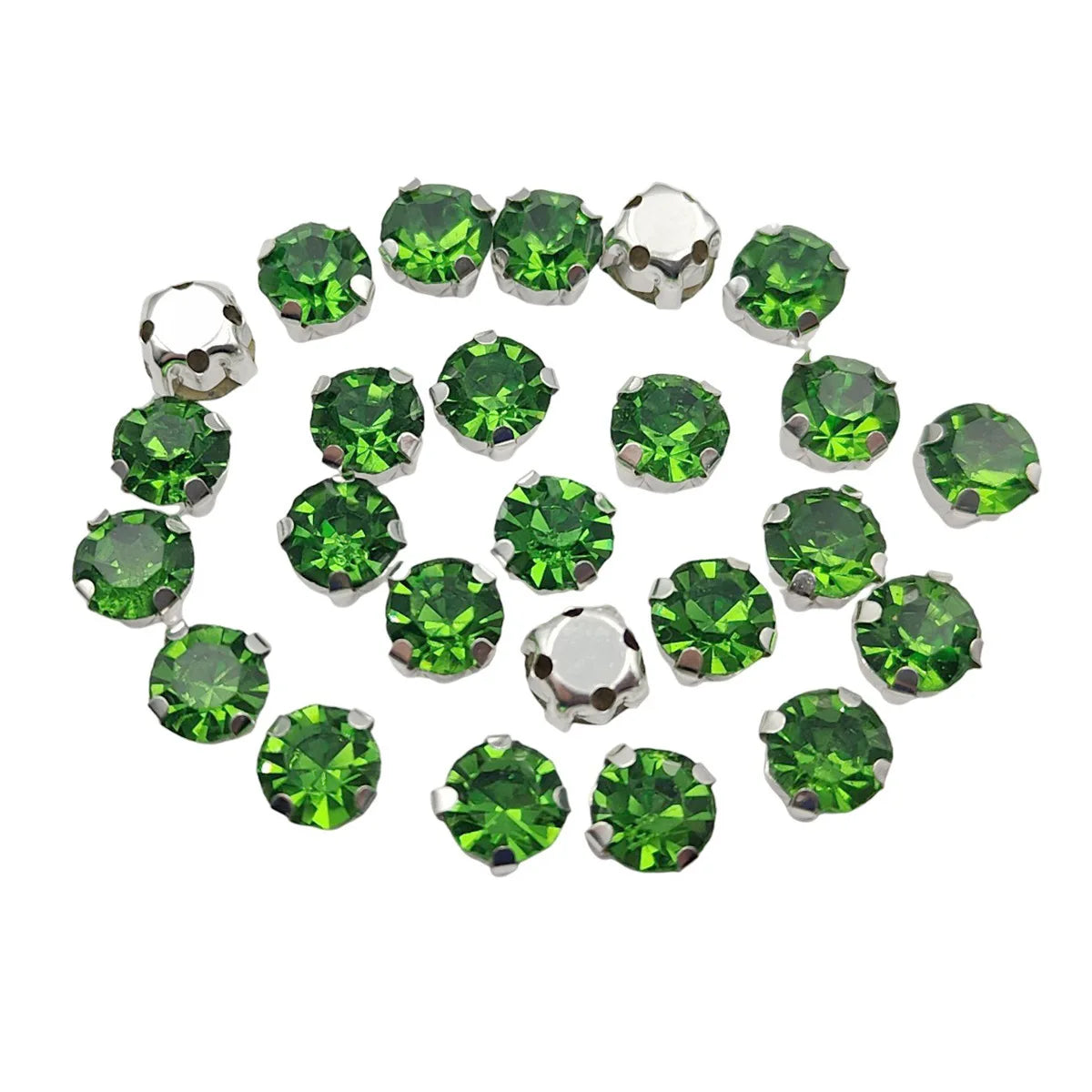 Кръгли стъклени кристали с нокът – сребърни кристали за пришиване за дрехи, обувки и занаяти