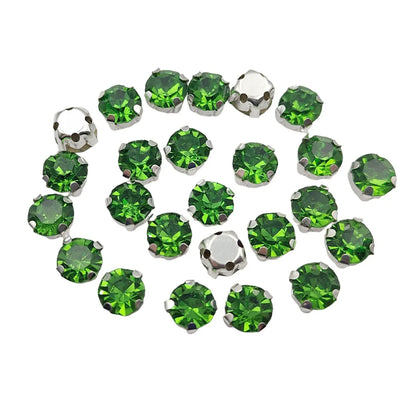 Кръгли стъклени кристали с нокът – сребърни кристали за пришиване за дрехи, обувки и занаяти